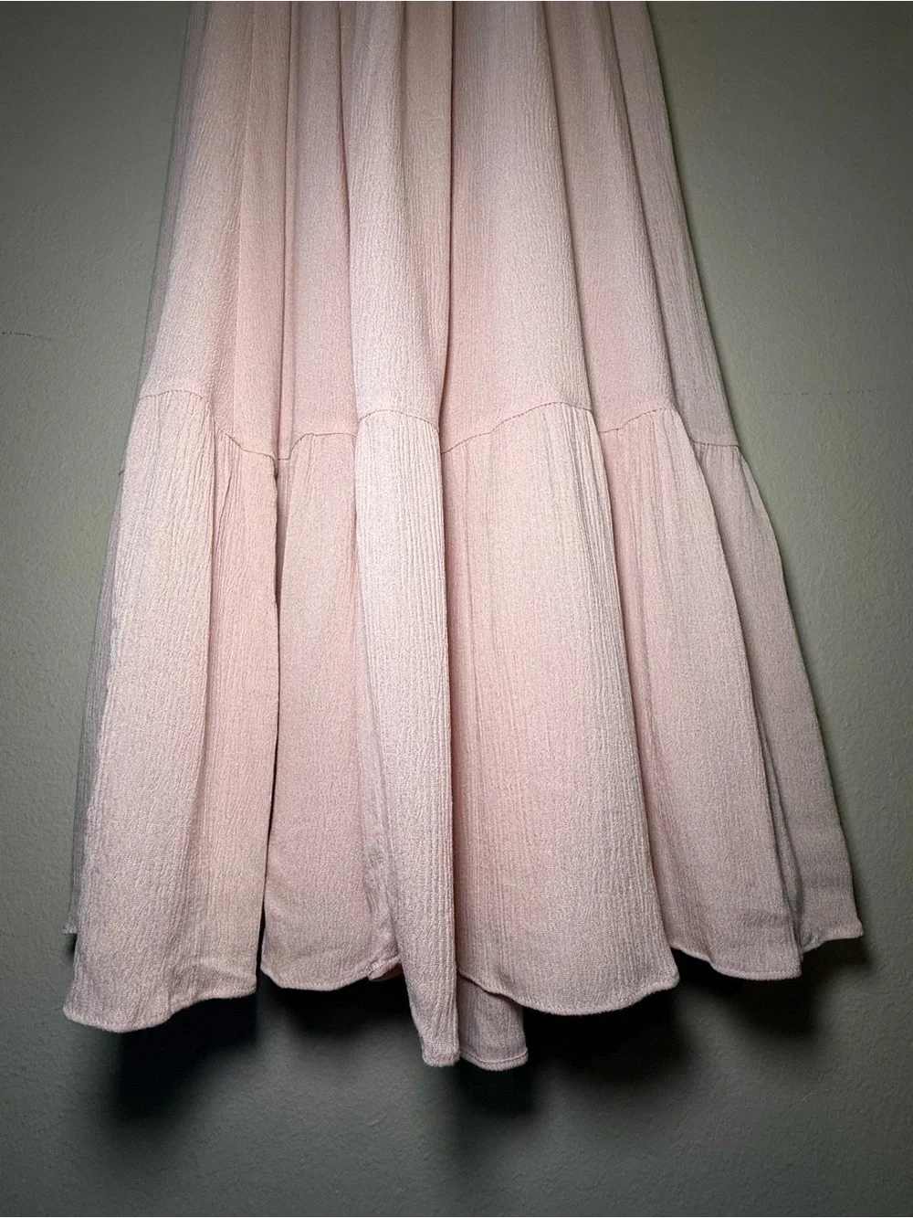 NWT Dress Day Pink Smocked Puff Sleeve Boho Tiered Maxi Maternity Photoshoot Sm - Picture 5 of 11
